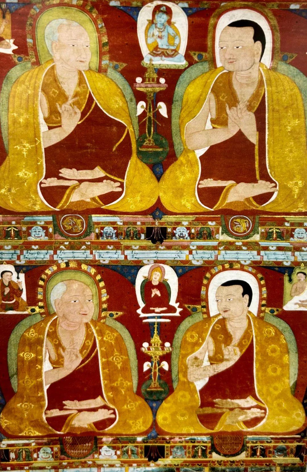 沃唐卡编号AC51997：四名喇嘛