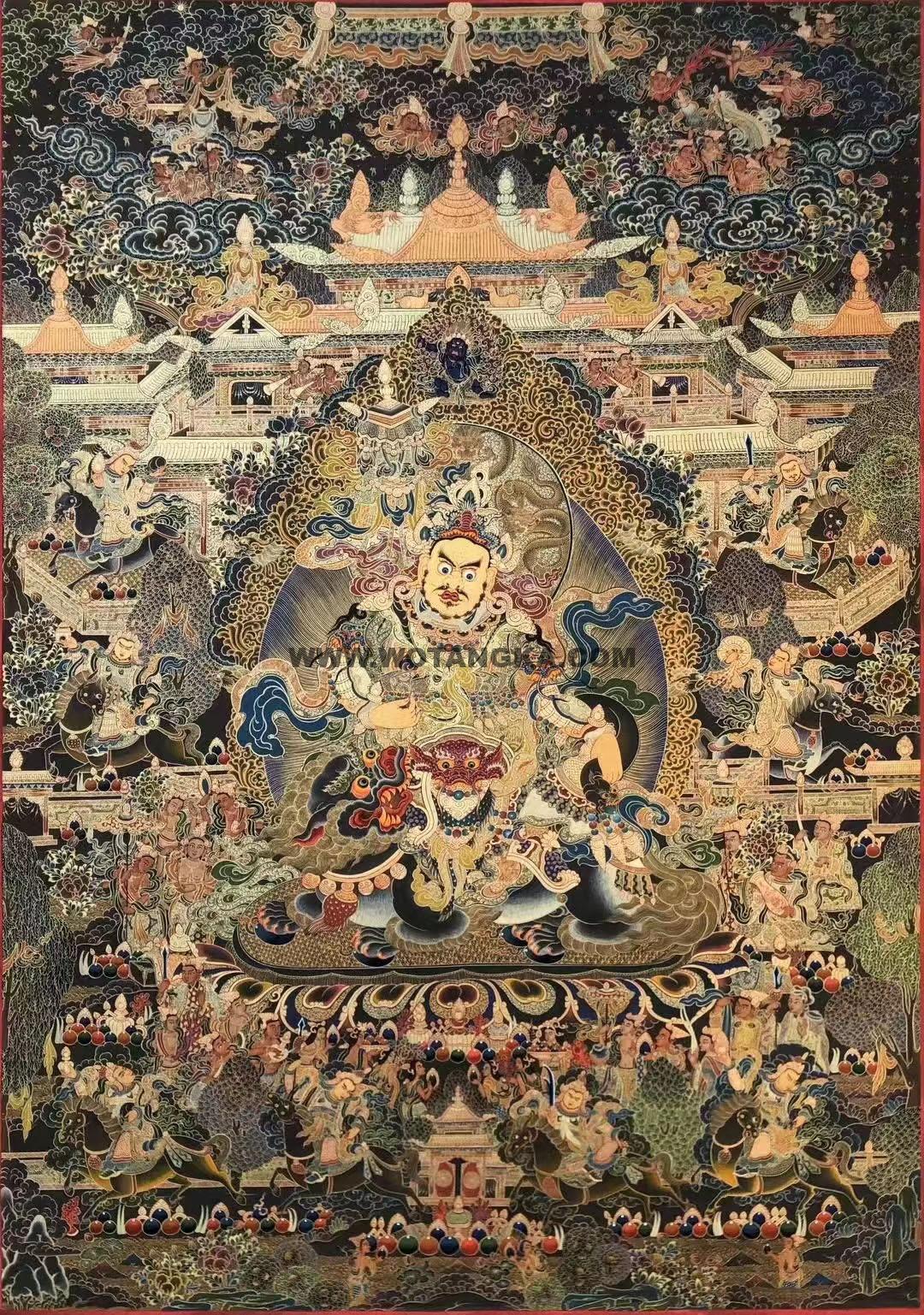 沃唐卡编号AC83461：财宝天王与八骏财神