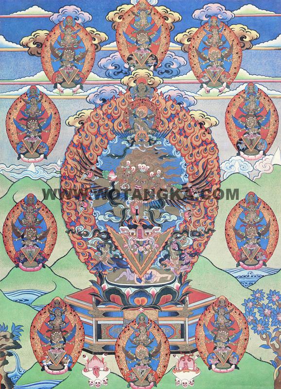 沃唐卡编号AC94067:苯教·普巴金刚