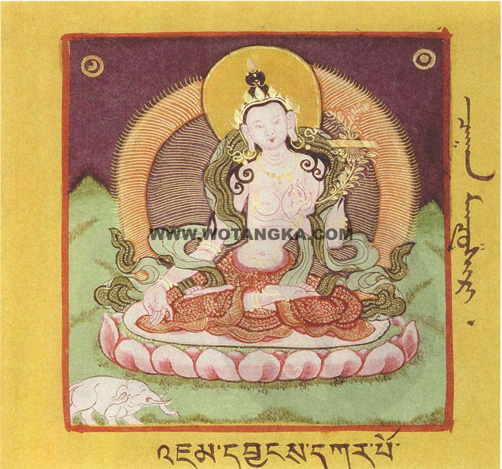 沃唐卡·佛像总集编号BC25390：纳塘百法·佛部·白色妙吉祥（文殊）菩萨