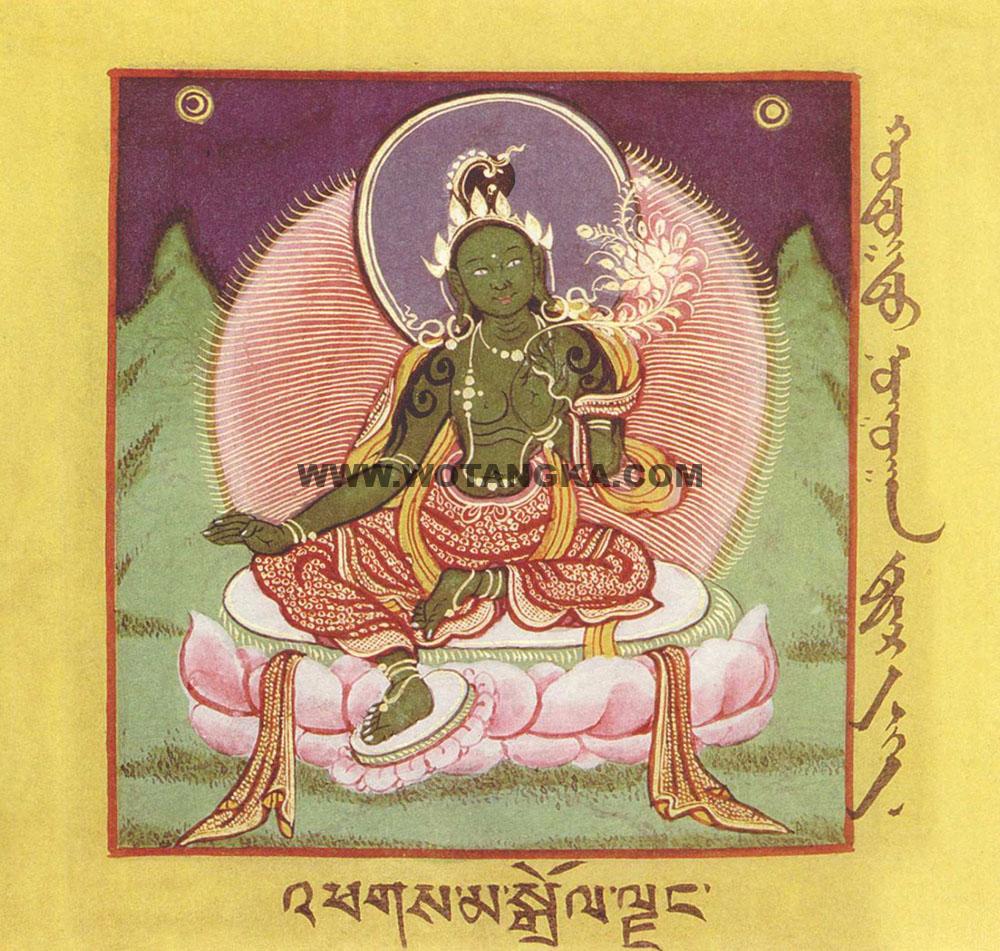 沃唐卡·佛像总集编号BC34145：宝生百法·Suryagupta所说二十一度母·圣绿度母
