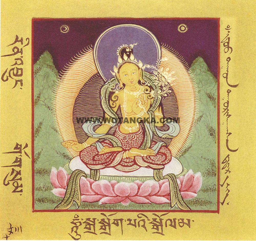 沃唐卡·佛像总集编号BC43213：宝生百法·Suryagupta所说二十一度母·吽声救度母