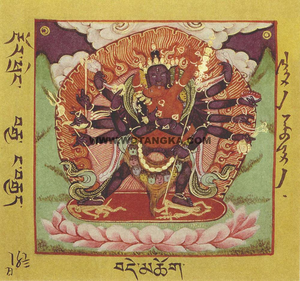 沃唐卡·佛像总集编号BC63028：《金刚鬘》和《究竟瑜伽鬘》所说曼陀罗之尊神·上乐金刚（四面十二臂）