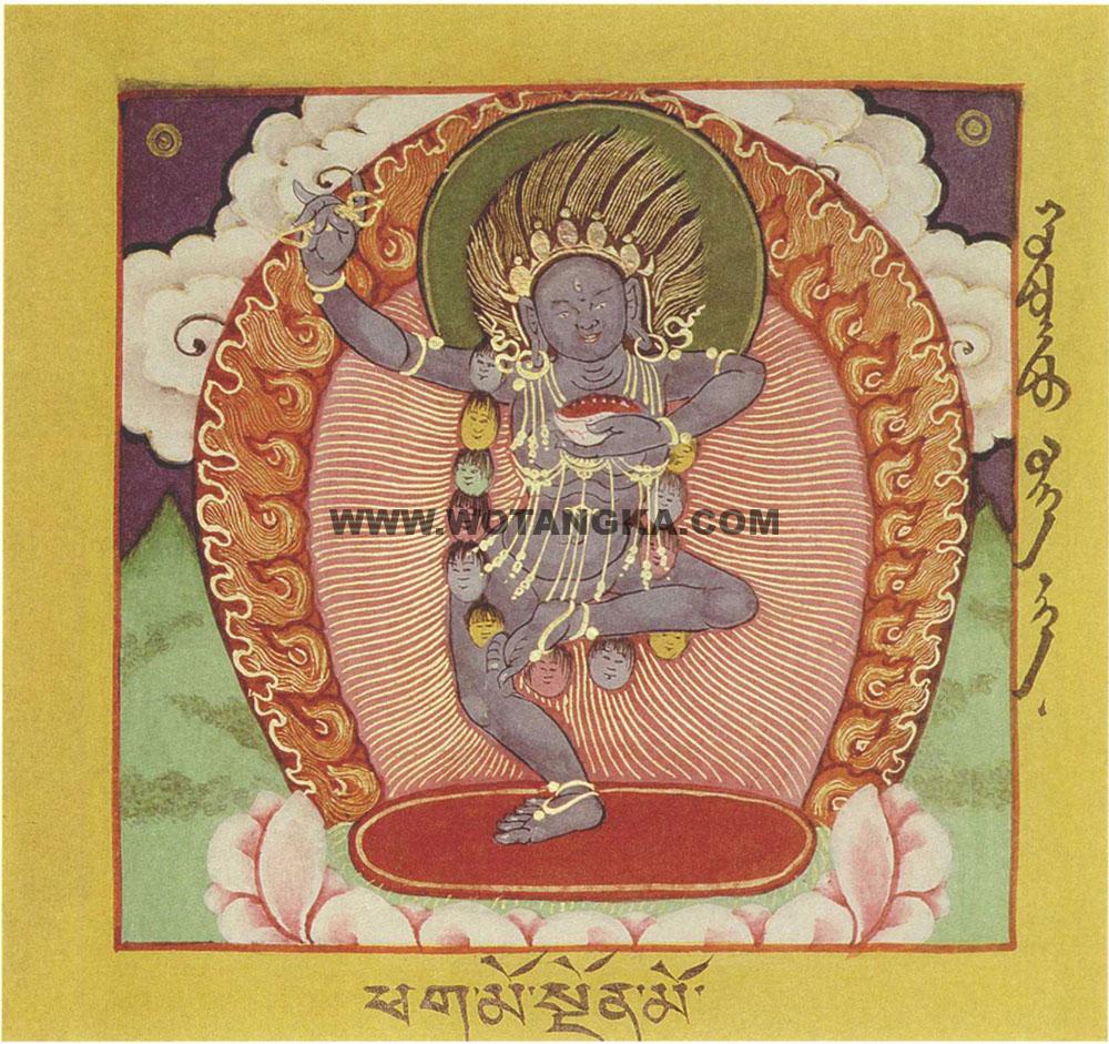 沃唐卡·佛像总集编号BC68306：《金刚鬘》和《究竟瑜伽鬘》所说曼陀罗之尊神·蓝色金刚亥母