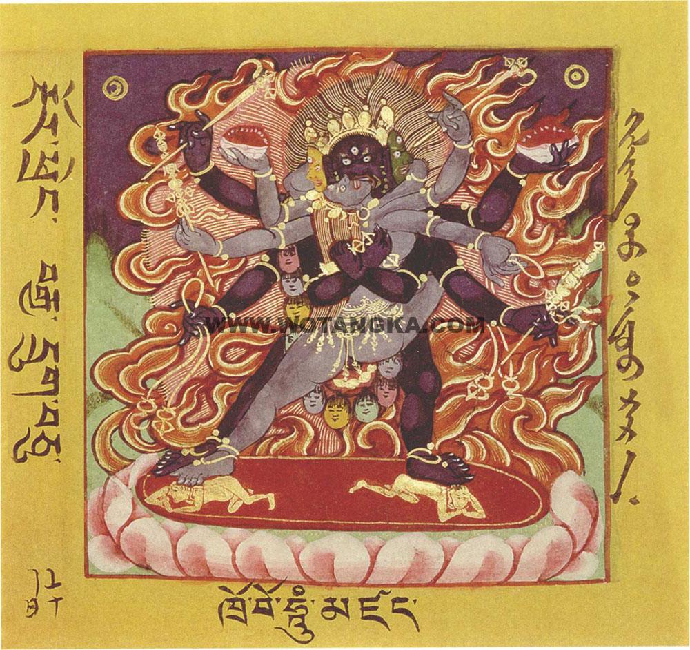 沃唐卡·佛像总集编号BC69624：《金刚鬘》和《究竟瑜伽鬘》所说曼陀罗之尊神·忿怒吽声金刚