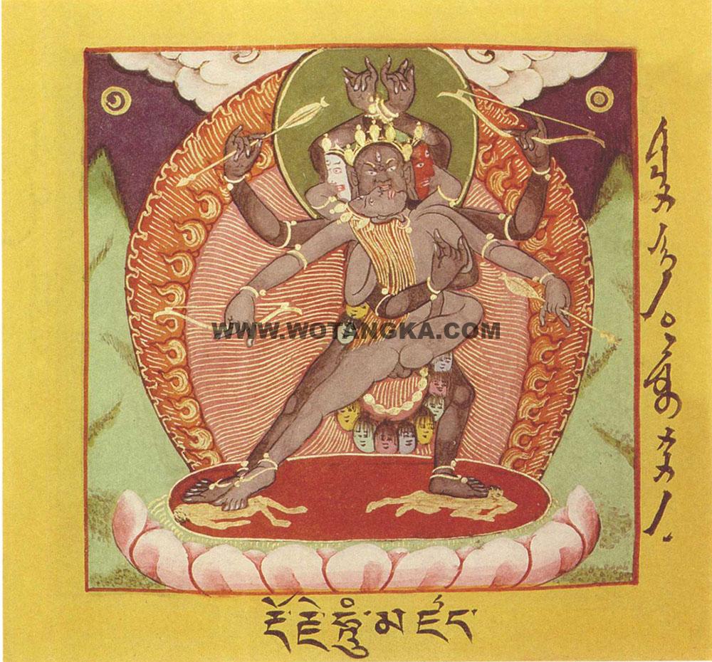 沃唐卡·佛像总集编号BC77547：《金刚鬘》和《究竟瑜伽鬘》所说曼陀罗之尊神·吽声金刚