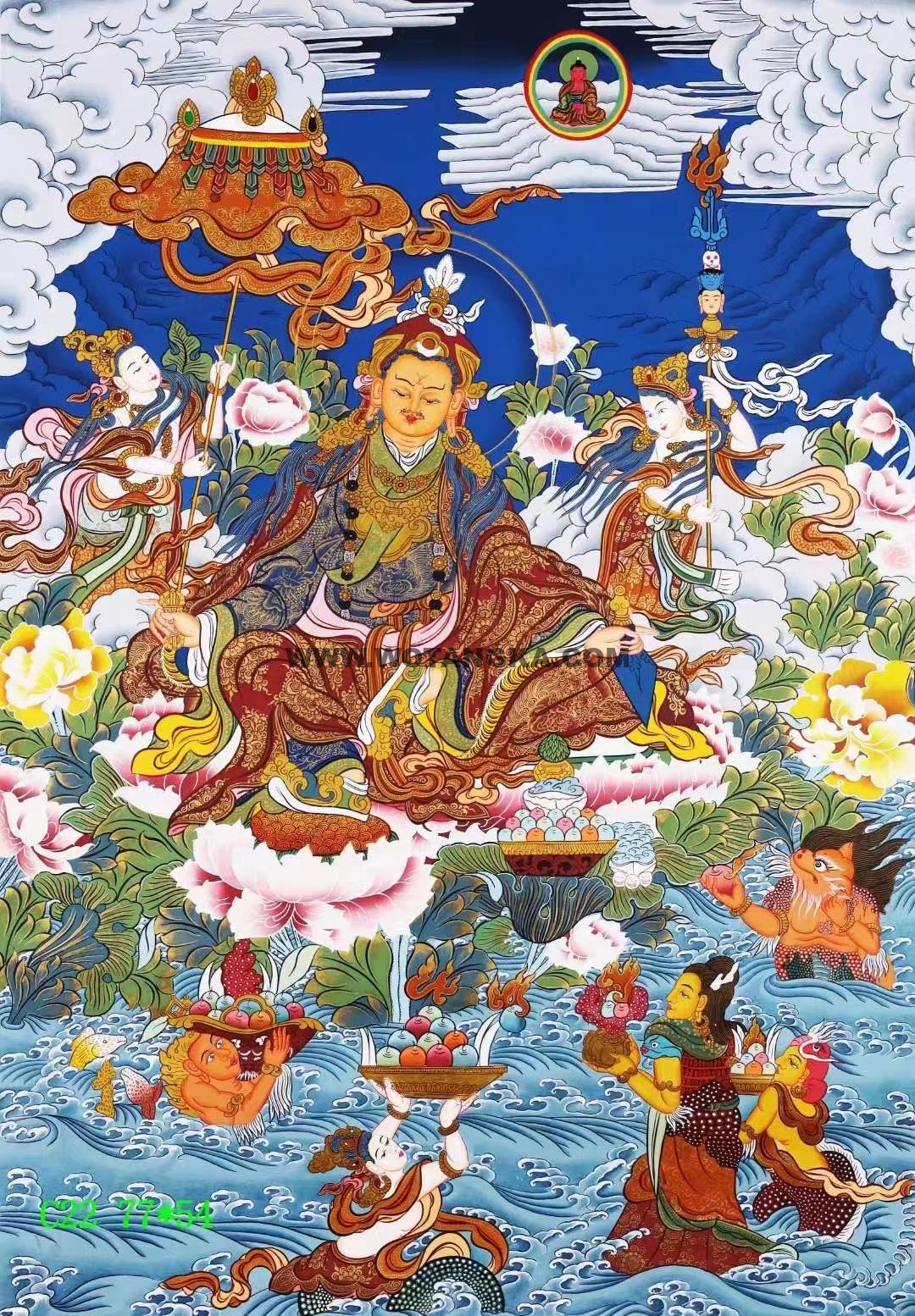 编号138-121436:彩绘唐卡-莲花生大士(77*54CM左右)