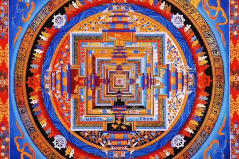编号138-149914：彩绘唐卡-时轮金刚坛城（75*75CM左右）