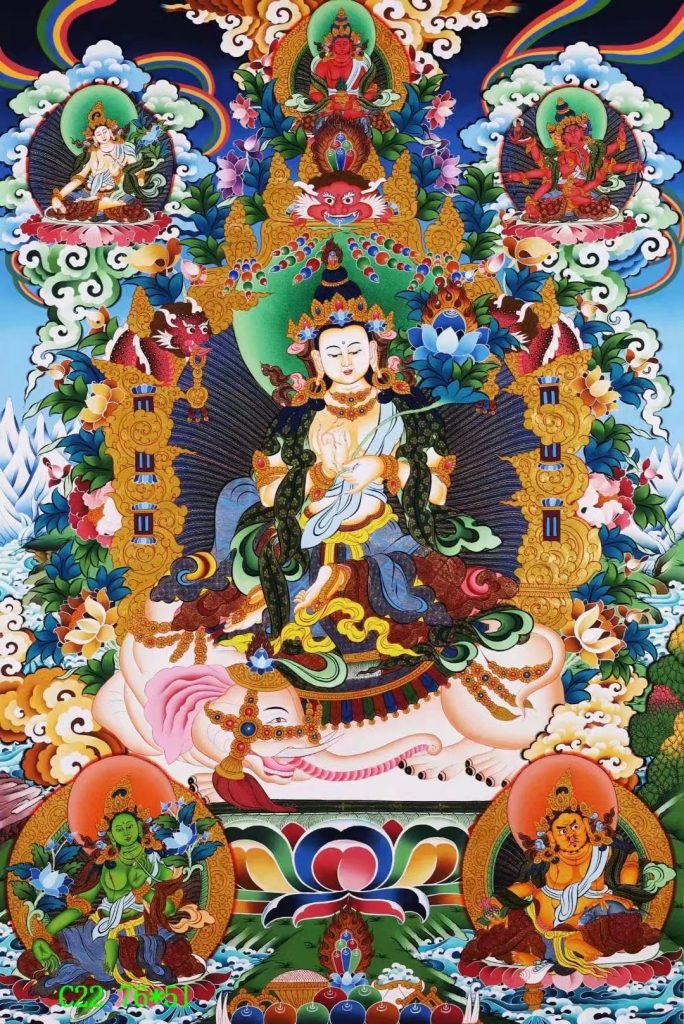 编号138-239338：彩绘唐卡-普贤菩萨（76*51CM左右）