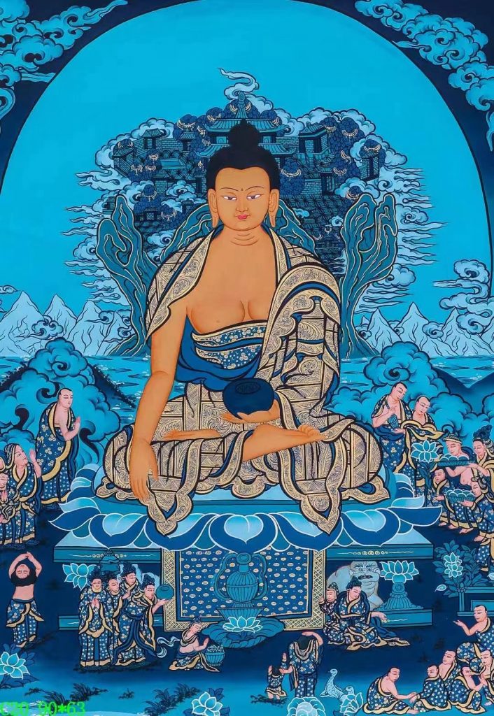 编号138-254313：蓝金唐卡-释迦牟尼佛（90*63CM左右）