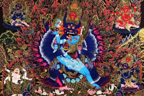 编号138-289068：彩绘唐卡-大威德金刚（123*83CM左右）