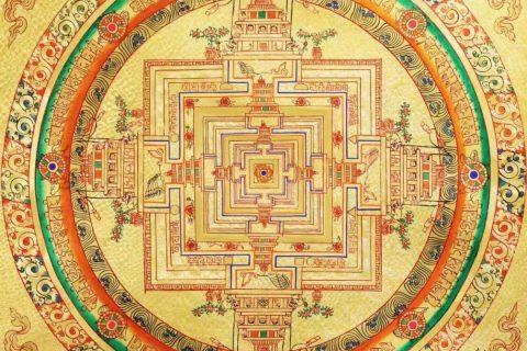 编号138-296441：黄金唐卡-时轮金刚坛城（50*50CM左右）