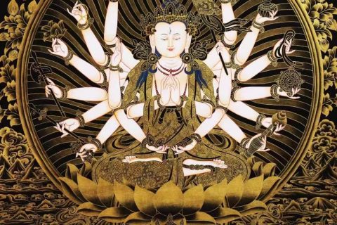 编号138-436754：彩绘唐卡-准提佛母（122*85CM左右）