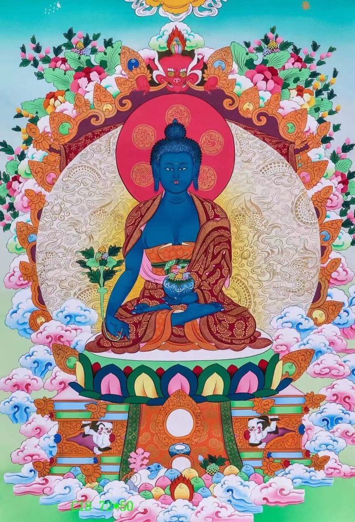 编号138-446486：彩绘唐卡-药师佛（72*50CM左右）