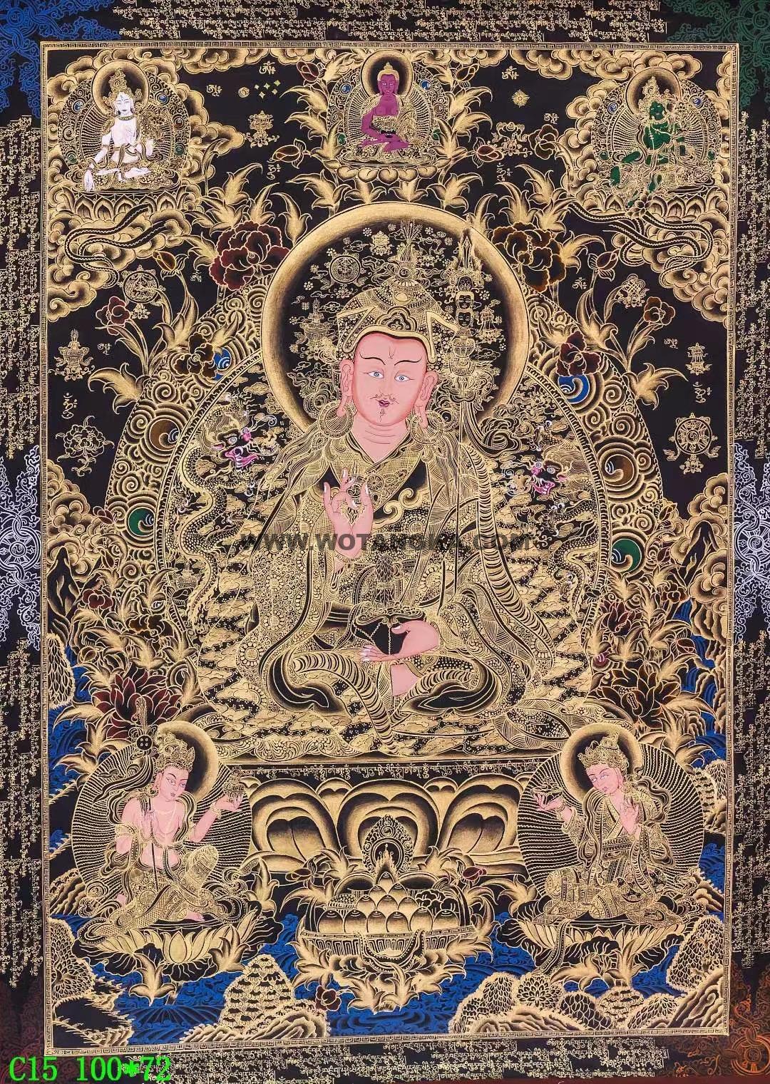 编号138-464372：彩绘唐卡-莲花生大士（100*72CM左右）