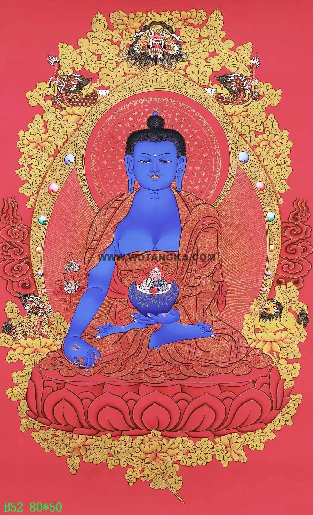 编号138-524464：红金唐卡-药师佛（80*50CM左右）
