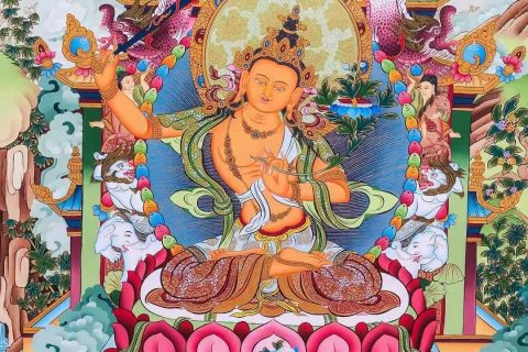 编号138-581818：彩绘唐卡-文殊菩萨（68*48CM左右）