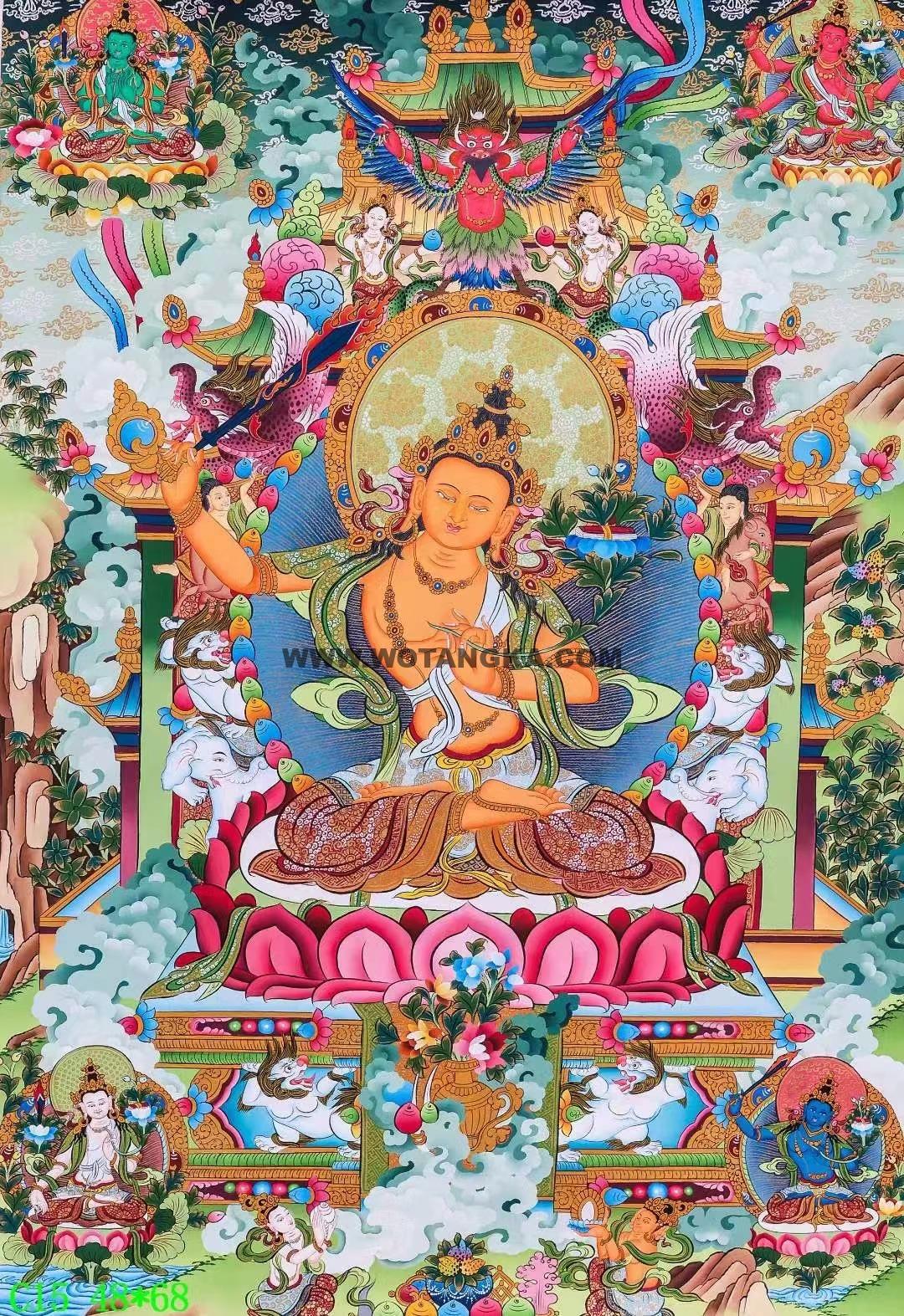 编号138-581818：彩绘唐卡-文殊菩萨（68*48CM左右）