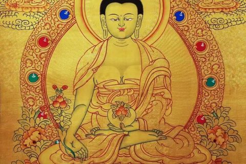 编号138-614392：黄金唐卡-药师佛（55*40CM左右）