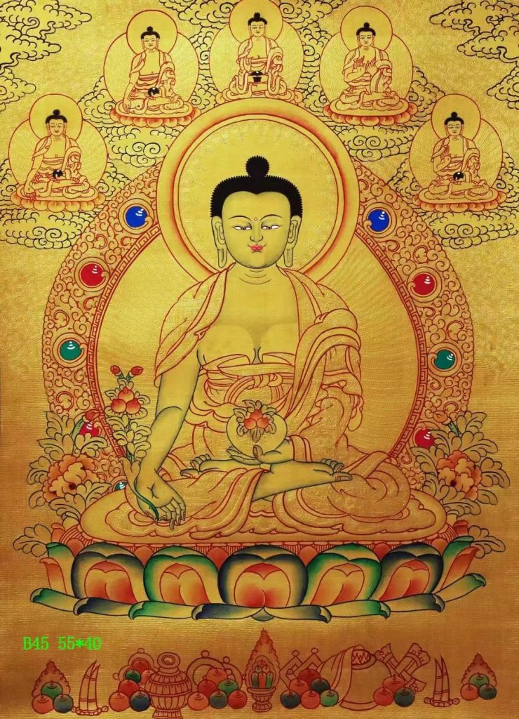 编号138-614392：黄金唐卡-药师佛（55*40CM左右）
