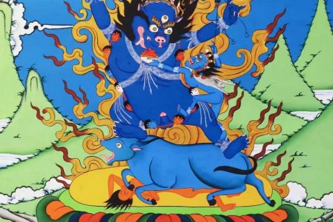 编号138-618929：彩绘唐卡-阎罗法王（71*50CM左右）