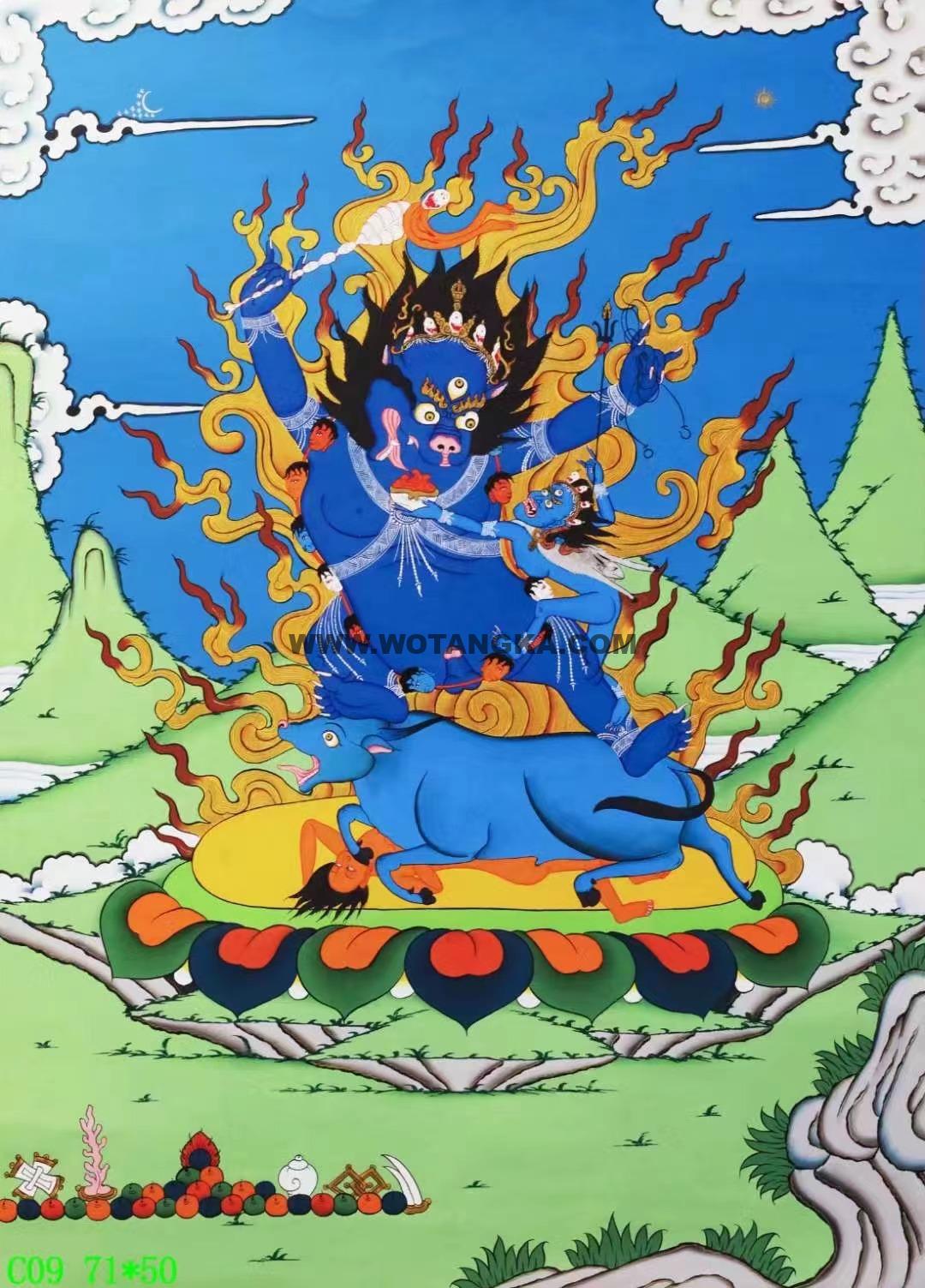 编号138-618929：彩绘唐卡-阎罗法王（71*50CM左右）