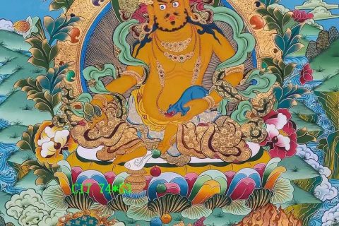 编号138-643709：彩绘唐卡-五方财神（61*44CM左右）