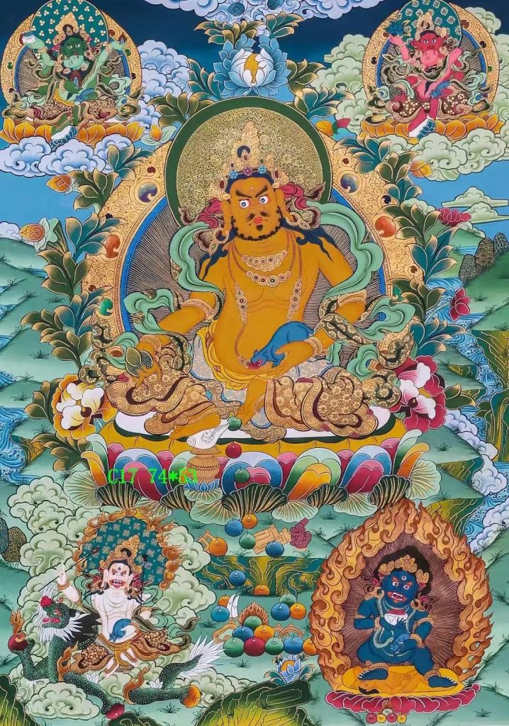 编号138-643709：彩绘唐卡-五方财神（61*44CM左右）
