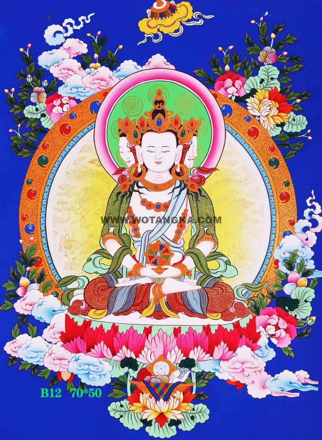 编号138-697786:蓝金唐卡-四面大日如来(70*50CM左右)