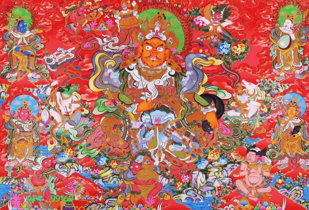 编号138-856802：红金唐卡-财宝天王（99*69CM左右）