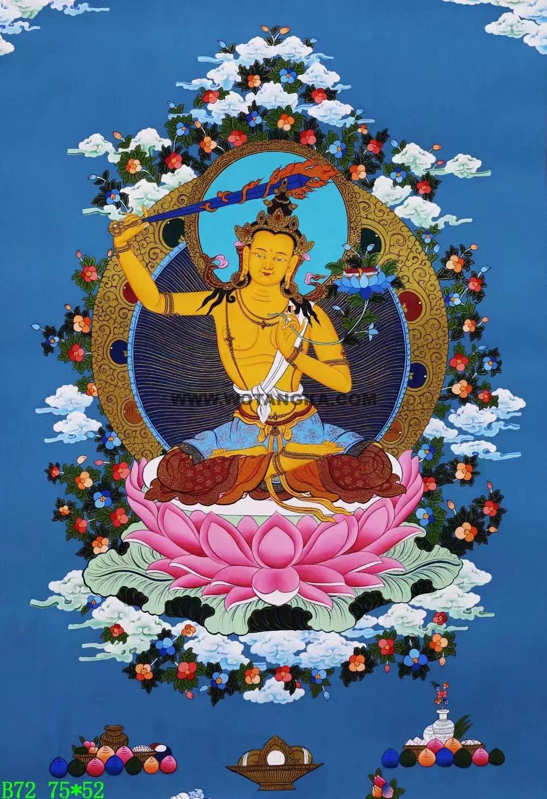 编号138-896108：彩绘唐卡-文殊菩萨（75*52CM左右）