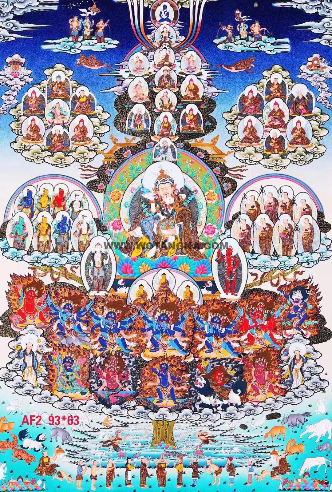 编号138-999337：彩绘唐卡-莲花生大士·宁玛派皈依境（93*63CM左右）