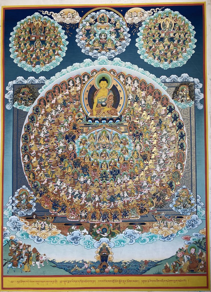 编号188-160639：彩绘唐卡-释迦牟尼佛·格鲁派皈依境（130*93CM左右）