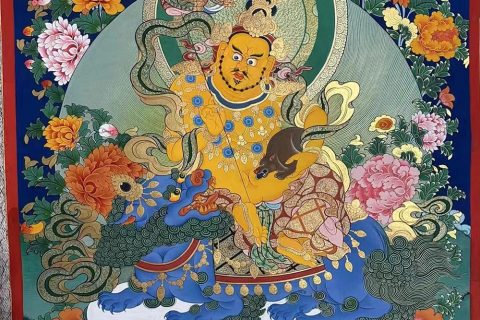 编号188-189747：彩绘唐卡-财宝天王（60*45CM左右）