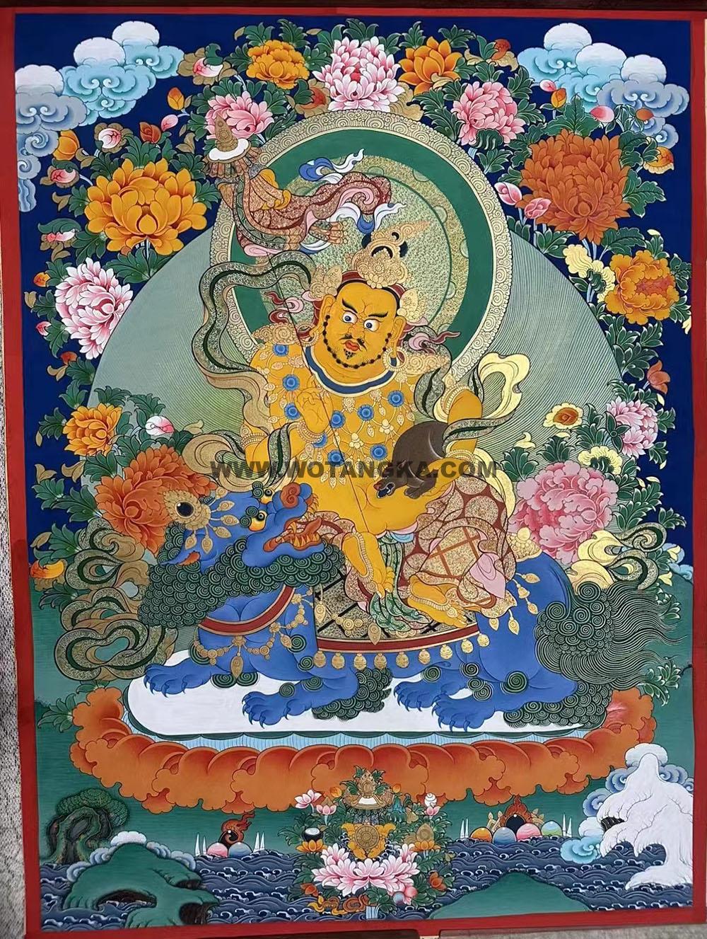 热贡-拉藏·画院：彩绘唐卡-财宝天王（60*45CM左右）