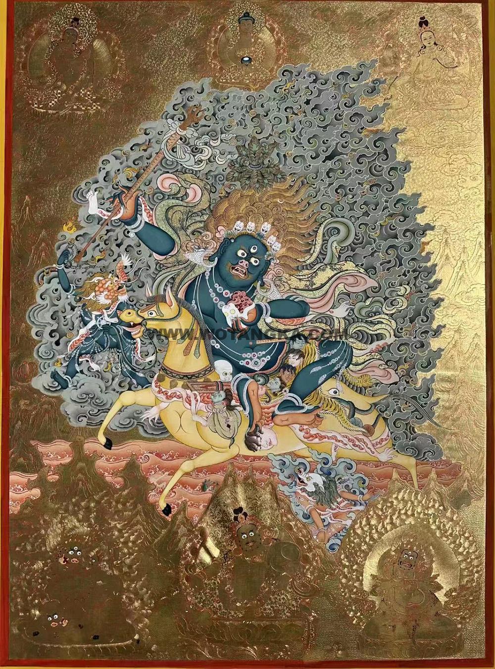 热贡-拉藏·画院：黄金唐卡-吉祥天母（120*90CM左右）