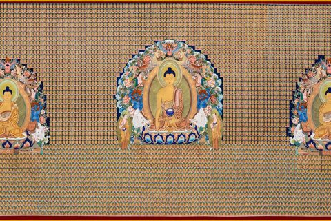编号188-203603：黄金唐卡-释迦牟尼佛·千佛图（285*950CM左右）