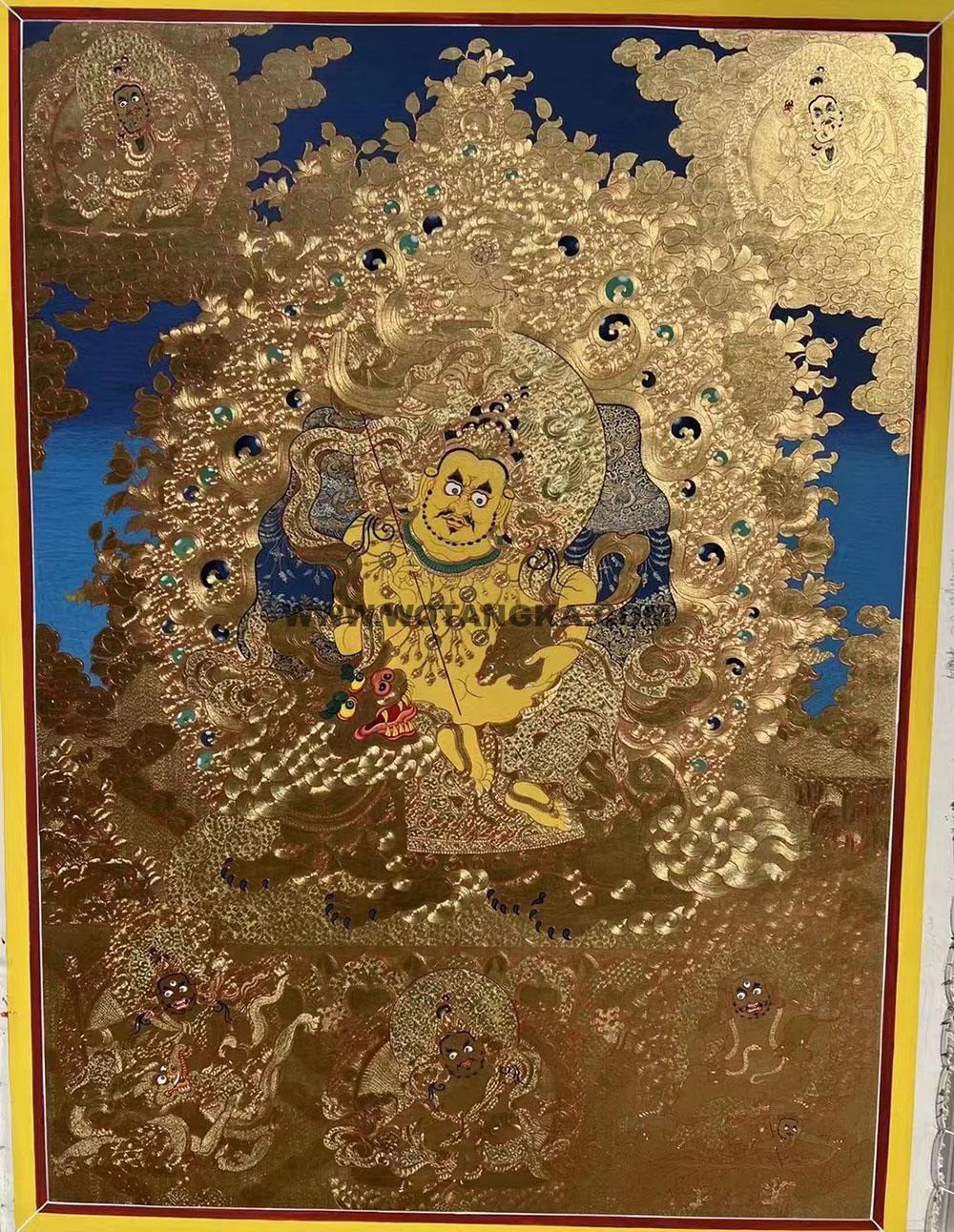热贡-东智加·画院：黄金唐卡-财宝天王· 五方财神（100*70CM左右）