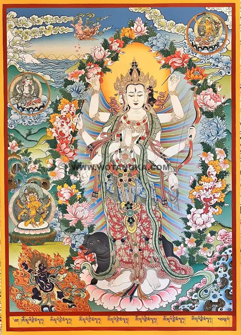 编号188-315668:彩绘唐卡-光明佛母·摩利支天(100*70CM左右)