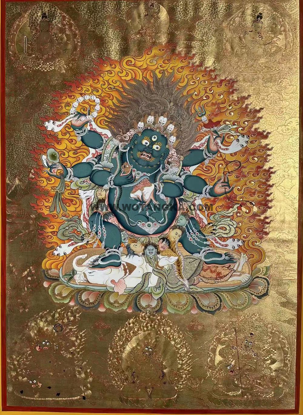 热贡-拉藏·画院：黄金唐卡-六臂玛哈嘎拉（120*90CM左右）