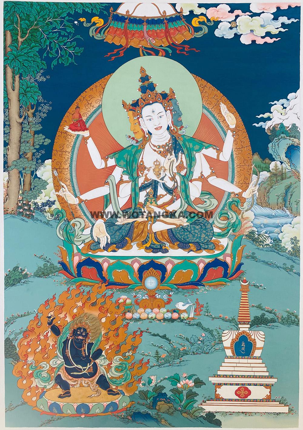 热贡-尼玛顿珠·画院：彩绘唐卡-尊胜佛母（80*60CM左右）