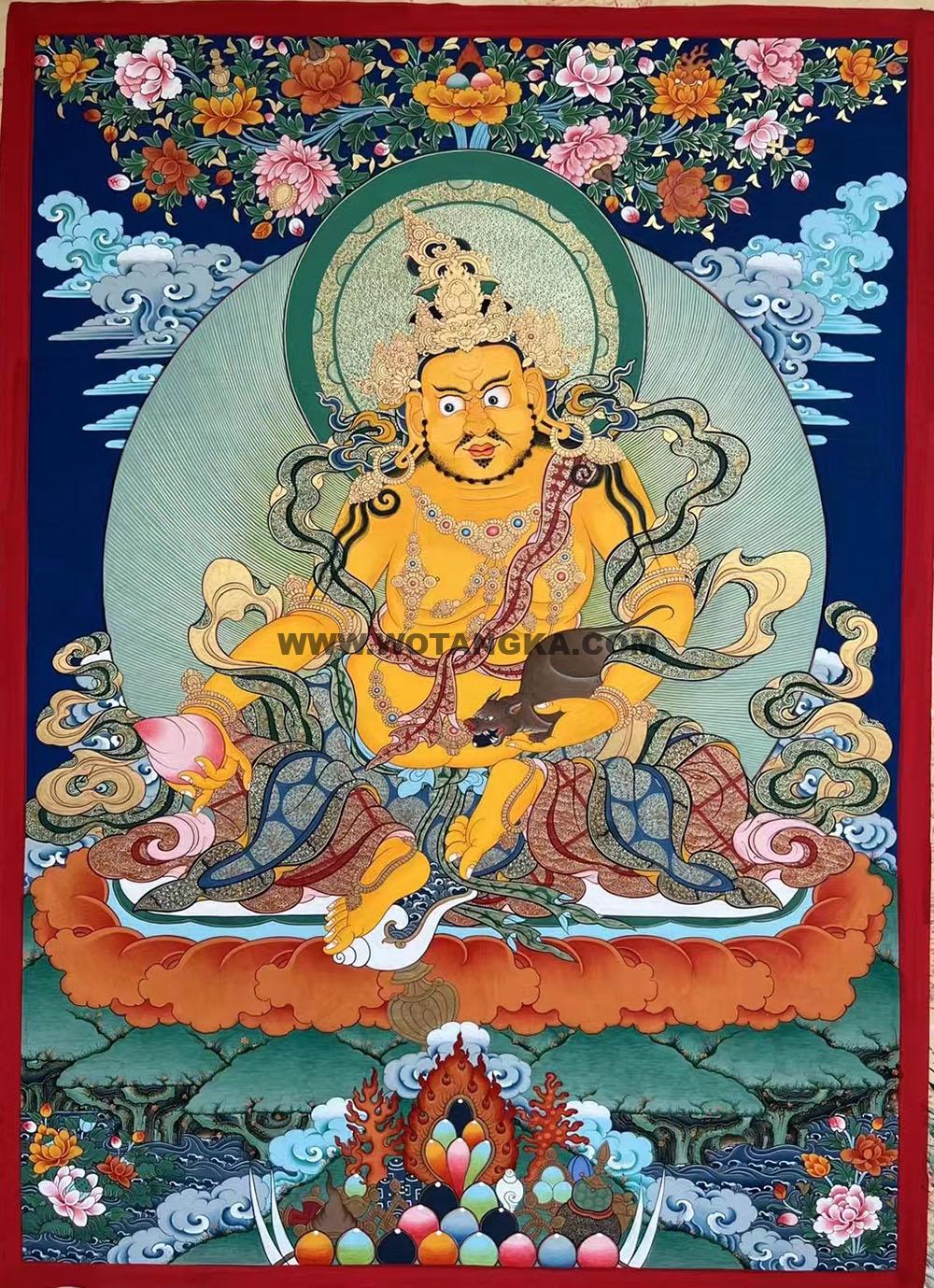 热贡-拉藏·画院：彩绘唐卡-黄财神（60*45CM左右）