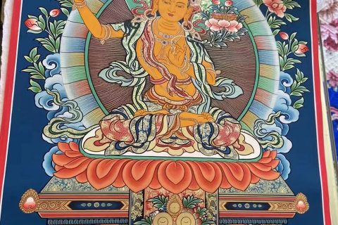 编号188-381609：彩绘唐卡-文殊菩萨（60*45CM左右）