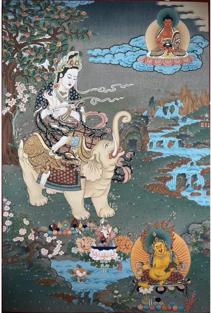 编号188-390085：彩绘唐卡-普贤菩萨（80*60CM左右）