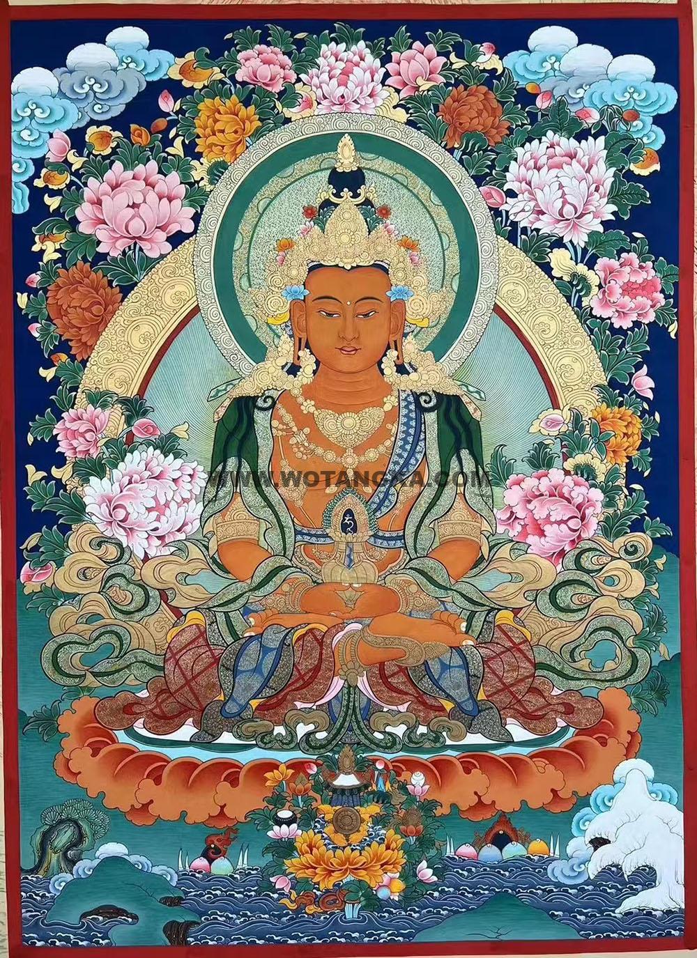 热贡-拉藏·画院:彩绘唐卡-长寿佛(60*45CM左右)