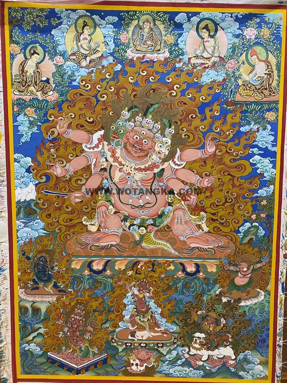 热贡-拉藏·画院：彩绘唐卡-马头明王（100*70CM左右）