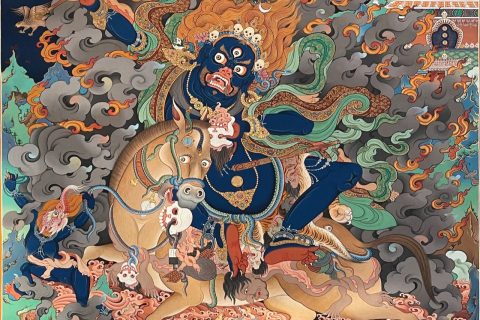 ｜已结缘·可定制｜唐卡寄卖编号：JM·188-485235-吉祥天母血海骷髅殿吉祥供养图（彩唐）