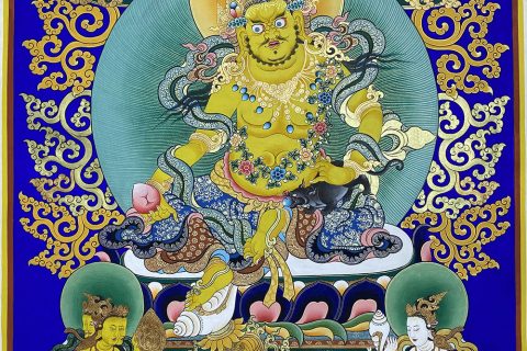 编号188-537152：蓝金唐卡-黄财神（80*53CM左右）