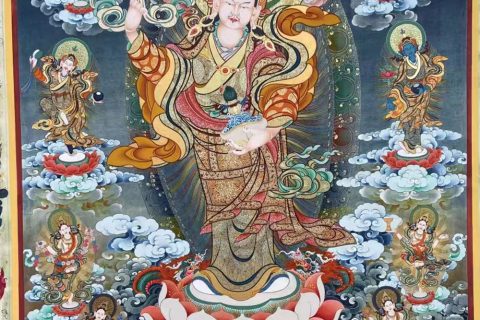 热贡-东智加·画院：彩绘唐卡-莲花生大士（100*70CM左右）