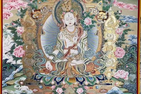 热贡-东智加·画院：彩绘唐卡-白度母·长寿三尊（100*70CM左右）